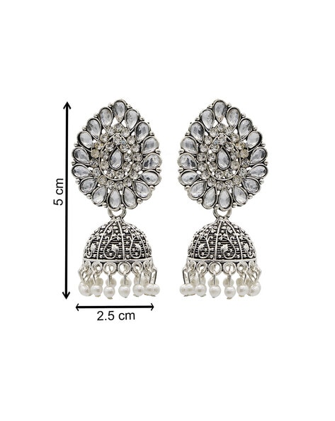 Silver Peacock Jhumkas - Buy Unique , designer Silver Jhumkas Online — KO  Jewellery