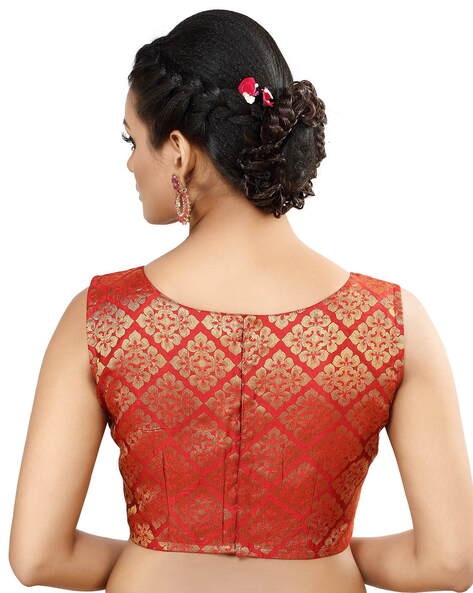 sleeveless brocade blouse designs