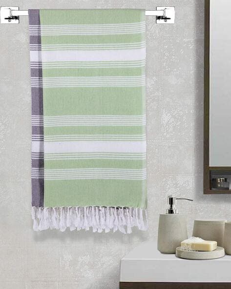 Purple and green online towels