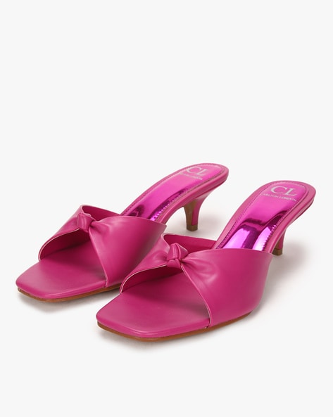 Multi Belted Pink Neon Ankle Cut Pin High Heels – Tajna Club