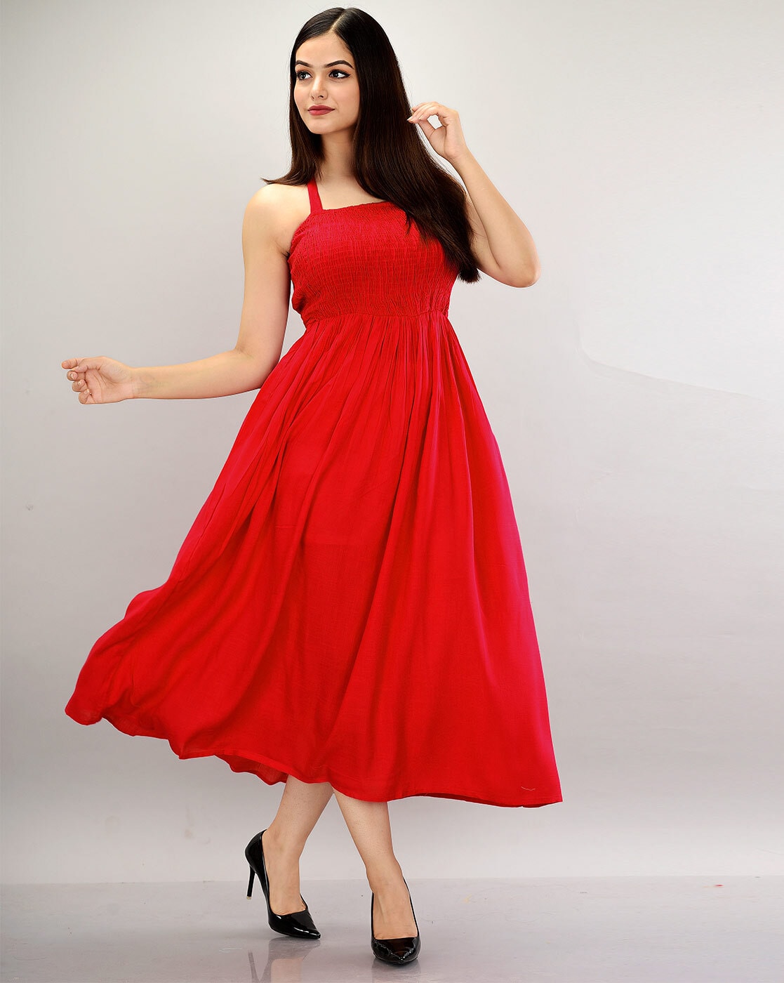 Vee Dress in Red and Beige (Size L, XL) - One piece available – ILAMRA