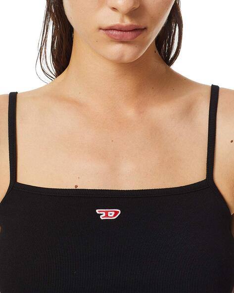 Buy DIESEL Logo Print Tank Top | Black Color Women | AJIO LUXE