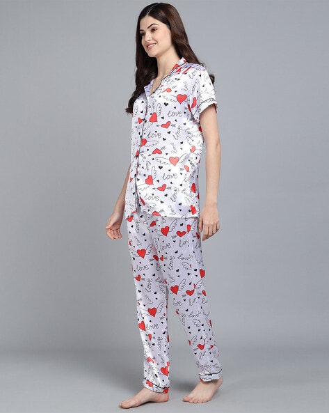Buy Red & white Night&LoungeWearSets for Women by SEPHANI Online