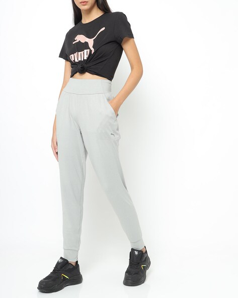 high waisted grey track pants