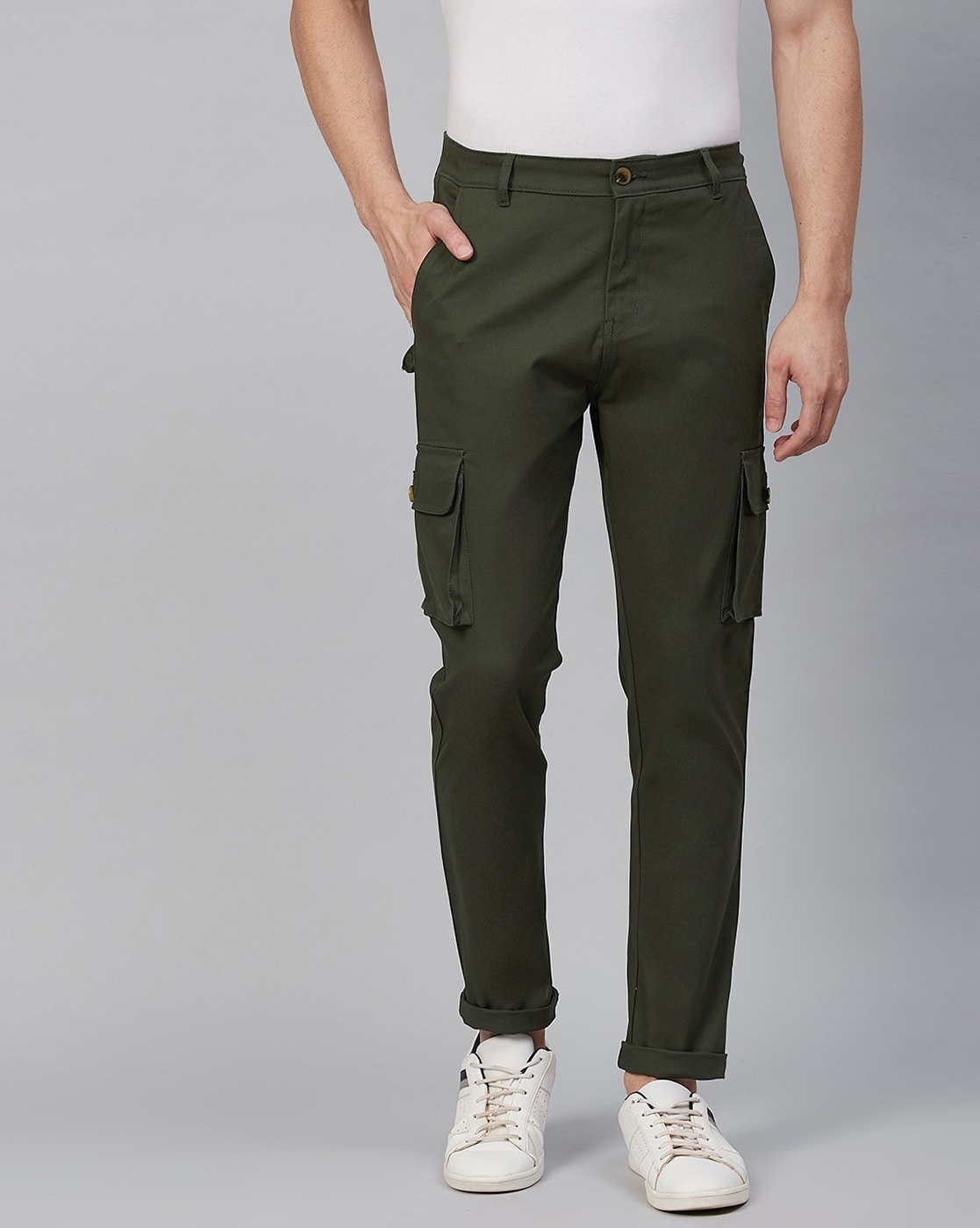 Buy The Souled Store Solid Mint Men Cargo Pants Online