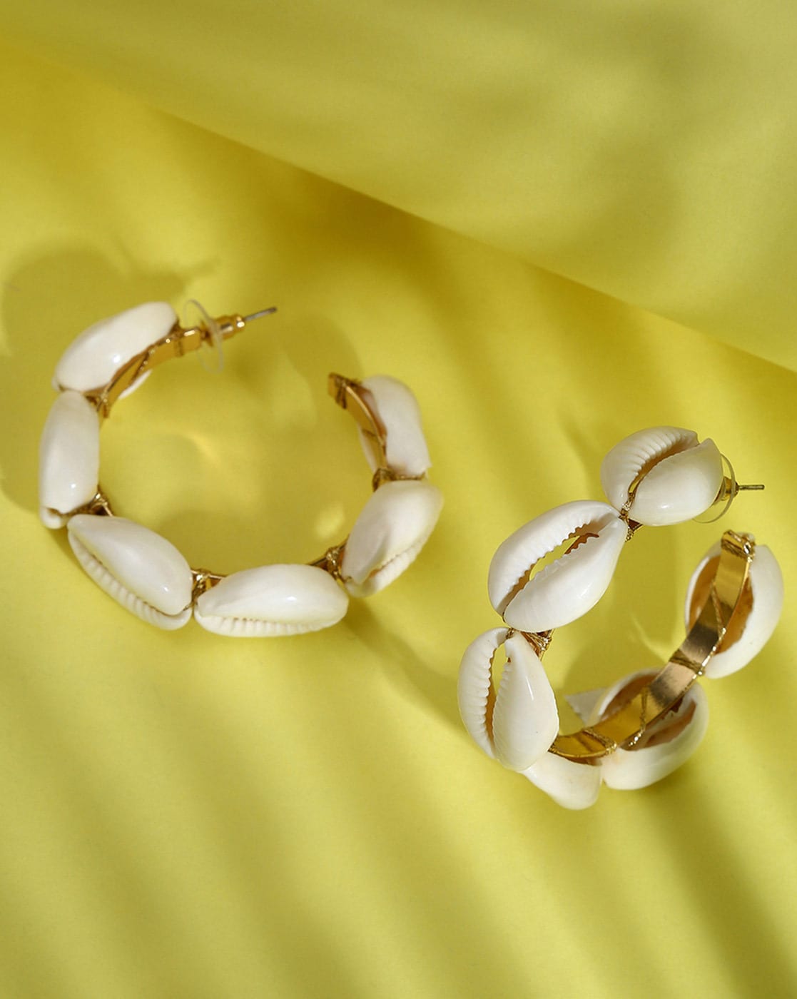 Handmade Brass Spiral Shell Hoop Earrings