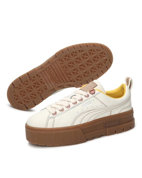 puma mayze gum sole platform sneakers in tan