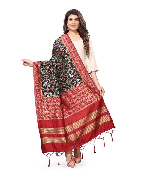 Woven Silk Dupatta with Tassels Price in India