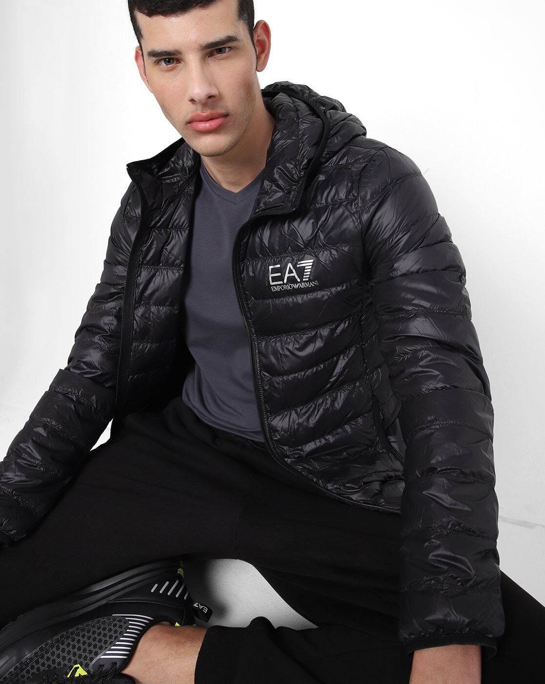 Ea7 emporio armani quilted clearance jacket black