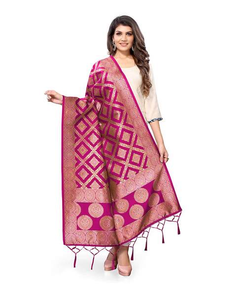 Floral DupattaFloral Pattern Dupatta with Tassels Price in India