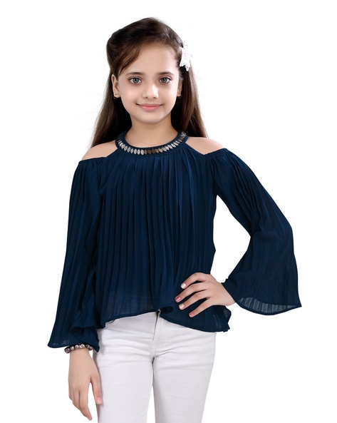 Casual Tunic Blouse Tops For Women Ladies Ruffled Pleated Cold