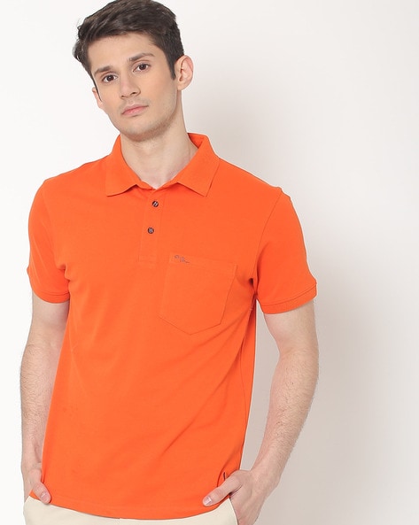 orange color polo t shirt