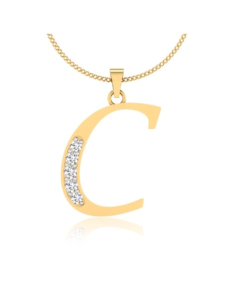 Letter C Black Diamond Necklace | Initial C Diamond Pendant