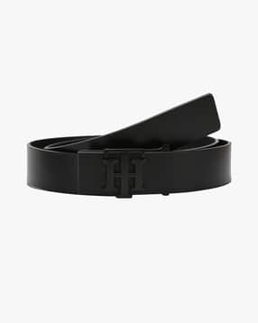 Leather Belt with Logo Buckle