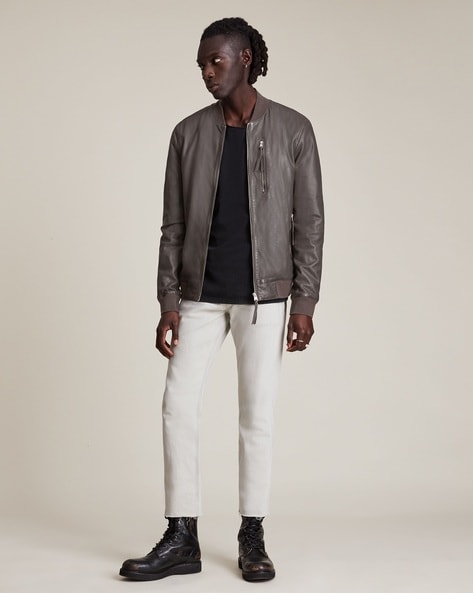 All saints leather outlet bomber