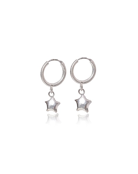 Scatter Star Hoop Earrings Silver/Black - Women's Jewellery | Saint +  Sofia® USA