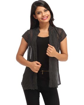 black printed shrug