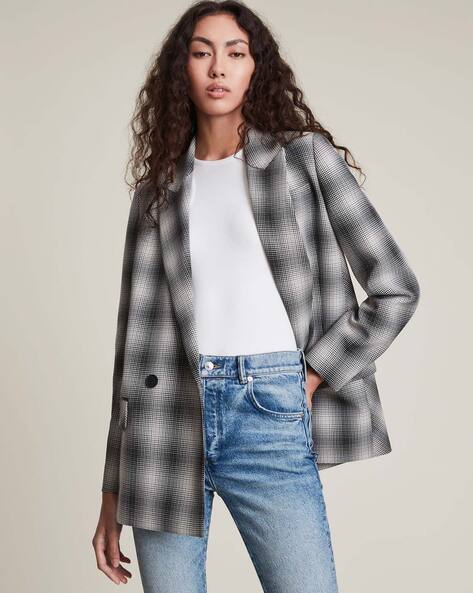 allsaints black and white coat