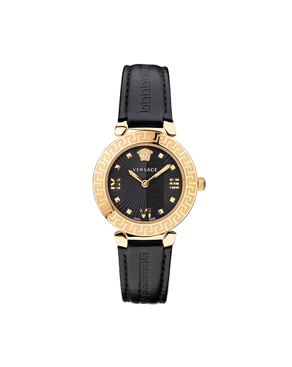 Versace black leather on sale watch