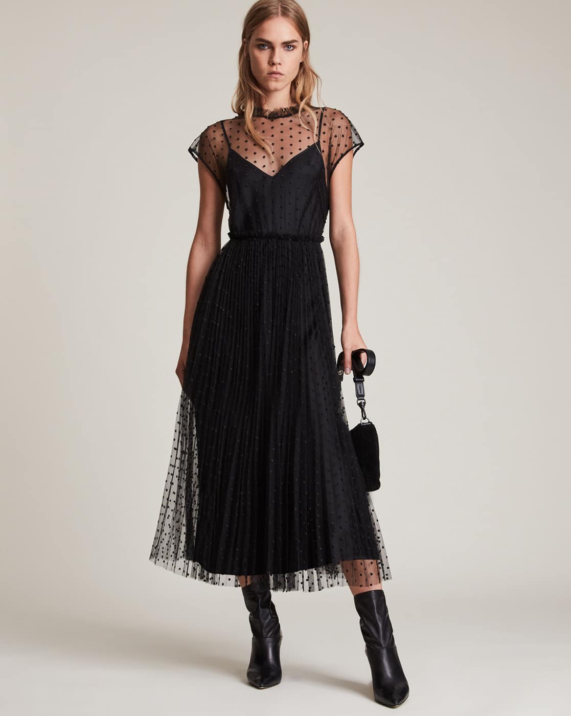 Arya Pleated Fit Flare Dress