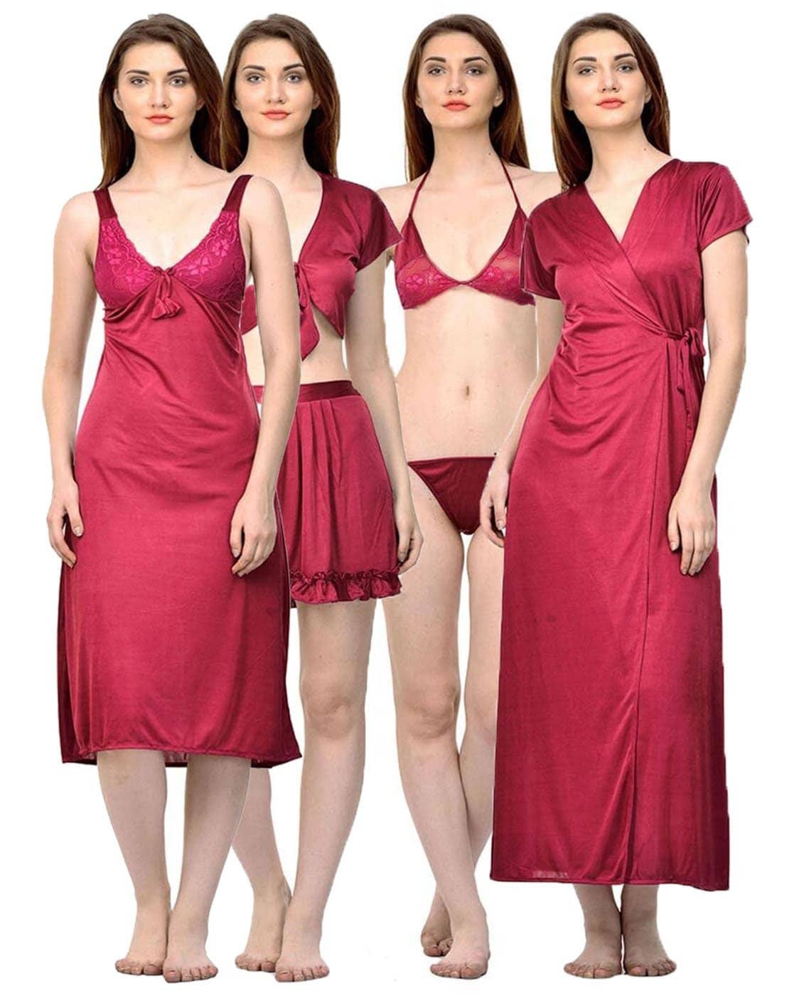 Buy Grey Melange Nightshirts&Nighties for Women by Galypso Online | Ajio.com