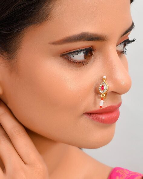 Buy Stylish Traditional Maharashtrian Nath Nose Ring Without Piercing Press Clip  On Oxidized Nose Nath Pins Non Piercing Oxidised For Women And Girls Online  In India At Discounted Prices