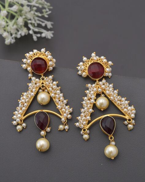 Buy Lasso pearl Stud Earrings 22 KT yellow gold (3.62 gm). | Online By  Giriraj Jewellers