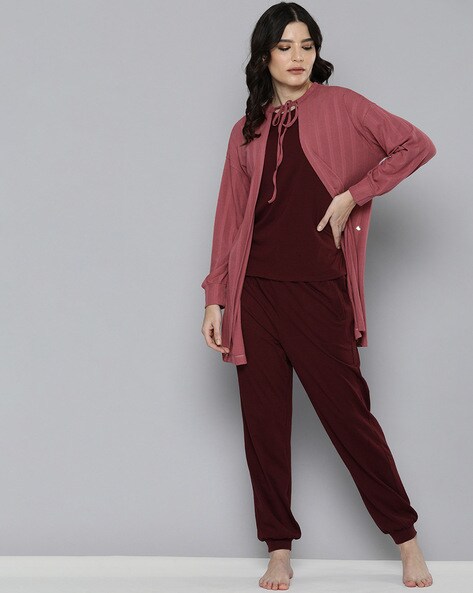 Buy Burgundy Night LoungeWearSets for Women by CHEMISTRY Online