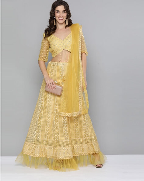 Bridal Lehenga in Lemon Green Jacquard With Embroidery Work Indian Lehenga  Choli in USA, UK, Malaysia, South Africa, Dubai, Singapore