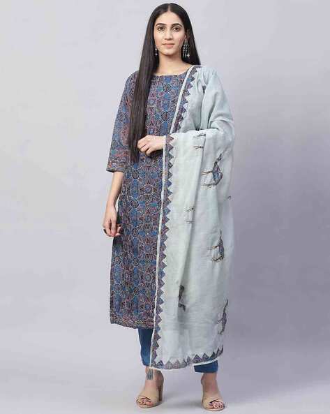 Floral Print Unstitched Dress Material Price in India Full