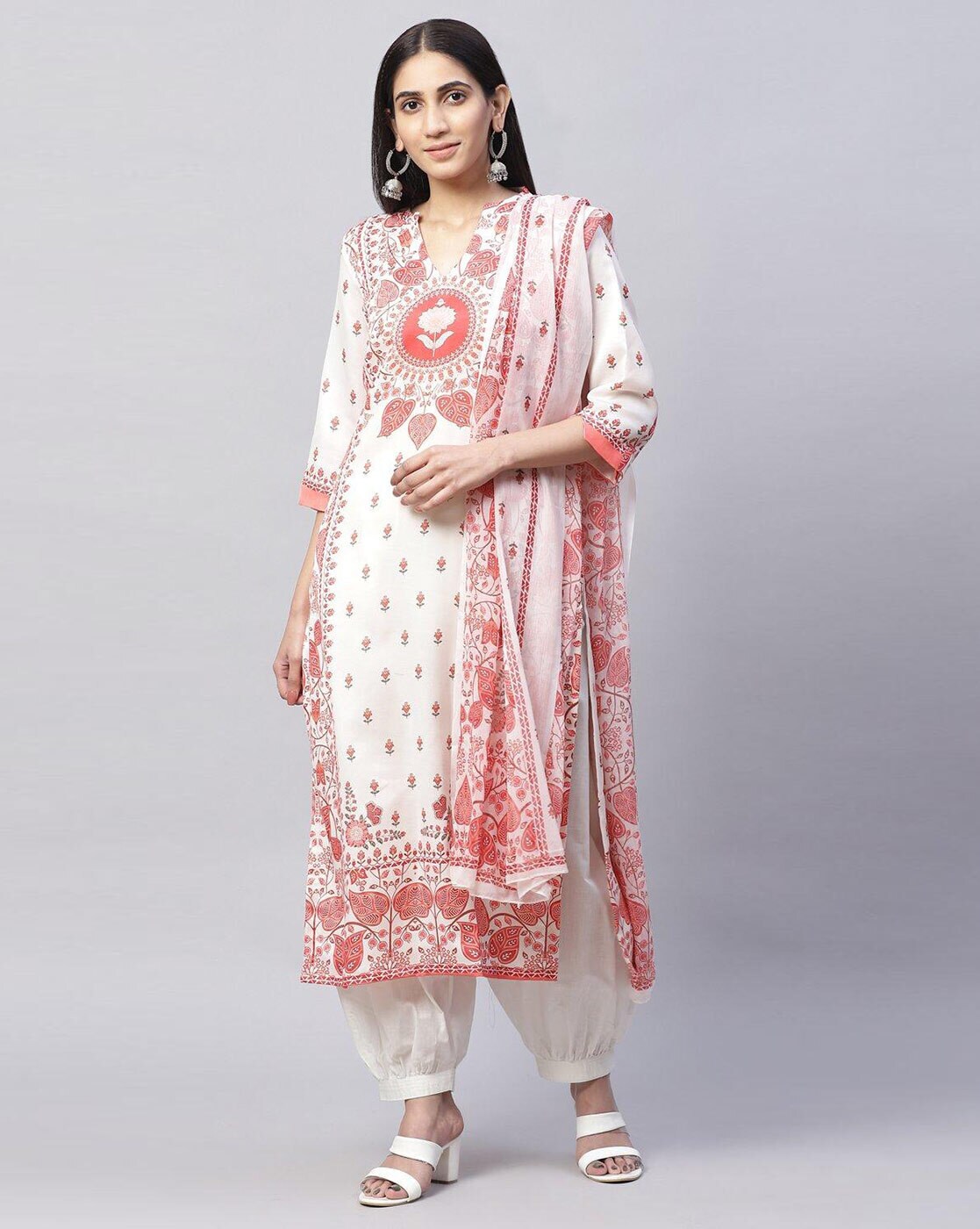 HPUQ2993 Pastel Digital Floral Print Dress Material with Chiffon Printed  Dupatta – Chhabra 555