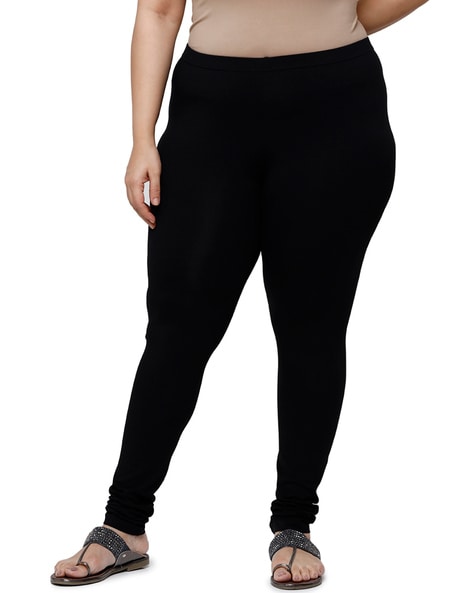 Shop Basic Solid Leggings with Elasticated Waist Online