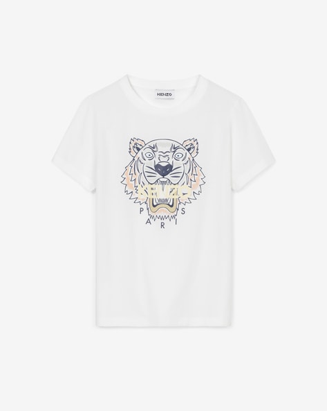 Tiger Print Crew Neck T shirt