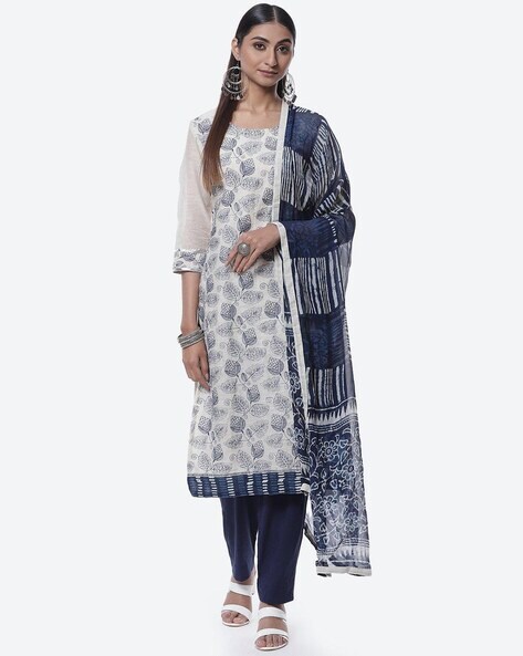 Leaf Print Unstitched Dress Material Price in India