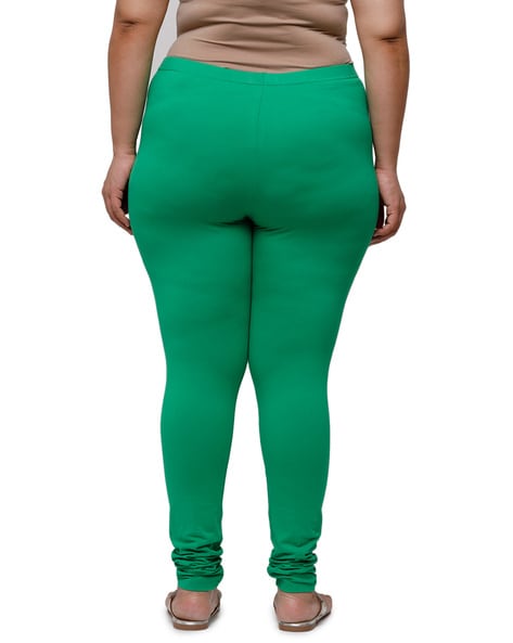 Plus size women full length leggings high waist plain color with