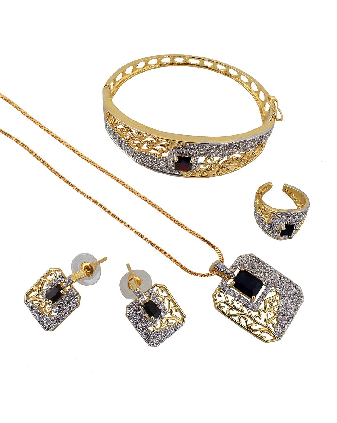 Buy Toniq Gold Bracelet And Ring Set Online