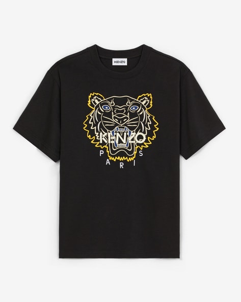 Buy KENZO Tiger Print Crew-Neck T-shirt | Black Color Men |
