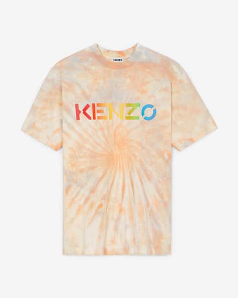 Buy KENZO Logo Cotton Relaxed Fit Tie & Dye Tshirt | Peach Color
