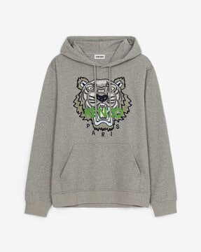 Buy KENZO Tiger Original Cotton Regular Fit Hoodie Grey Color Men AJIO LUXE