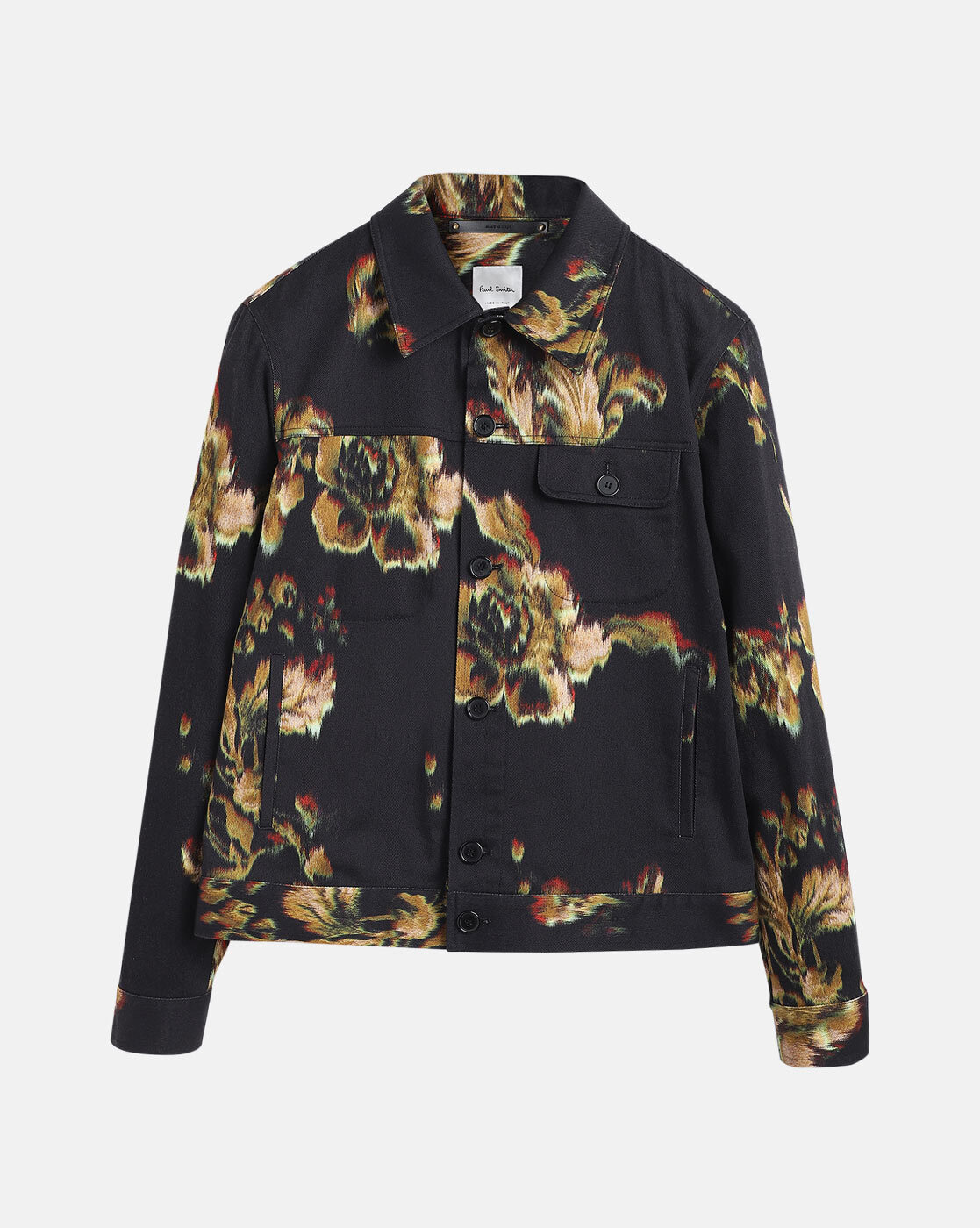 Black floral denim outlet jacket