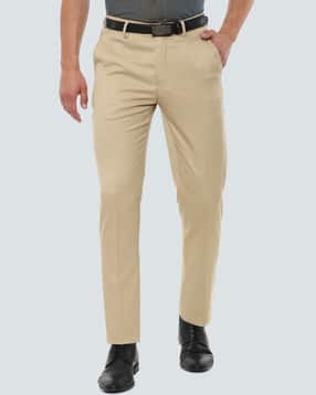 Slim Fit Flat-Front Trousers-image-3
