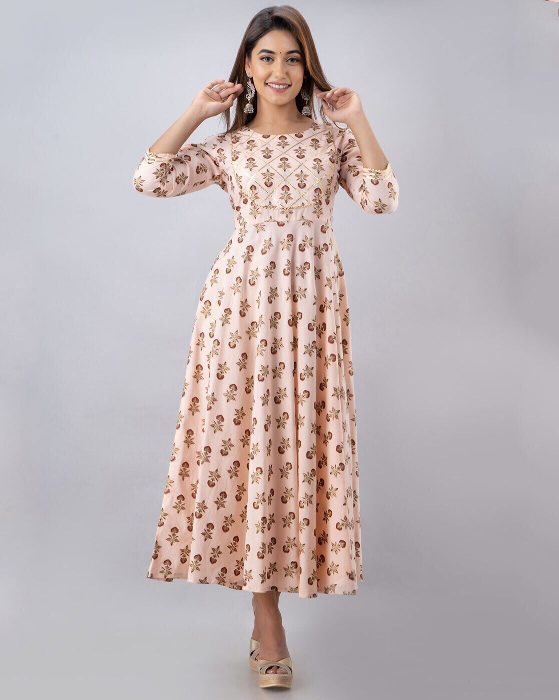 Pure cotton full length tiered dress |Women Cotton Dress| Tiered Dress –  azrakhkurtis