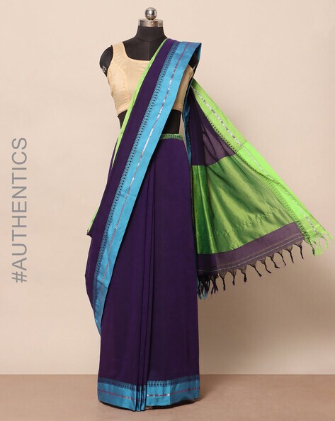 Black Gadwal Silk Cotton Saree with Ganga Jamuna border PC2789 Worldwide  Ship – Parijat Collections