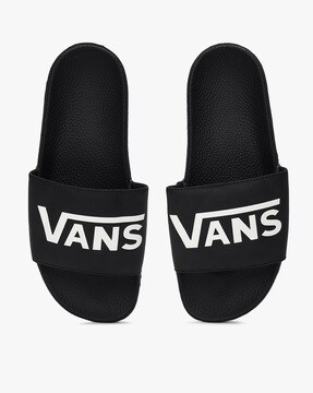 vans slides black and white