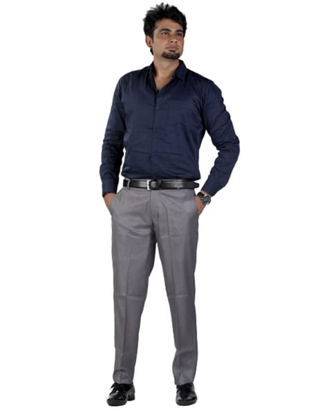 Buy SAM & JACK Men`s Regular Fit Formal Black and Dark Grey Trouser (28) at  Amazon.in