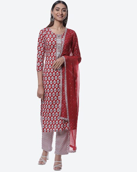 3-piece Embellished Unstitched Dress Material Price in India