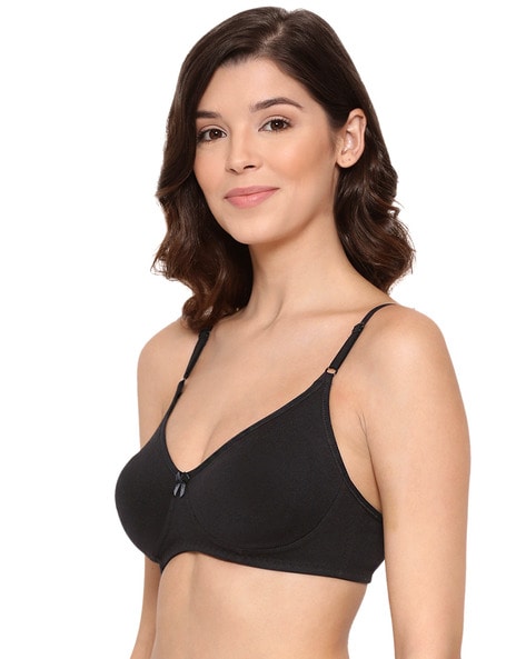 Buy BOOMBUZZ Women's Regular Non-Padded Non-Wired Cotton Blend Bra (BLACK)( 44A) Online at Best Prices in India - JioMart.