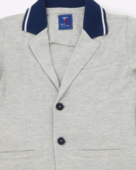 Heathered Blazer with Contrast Collar view 3