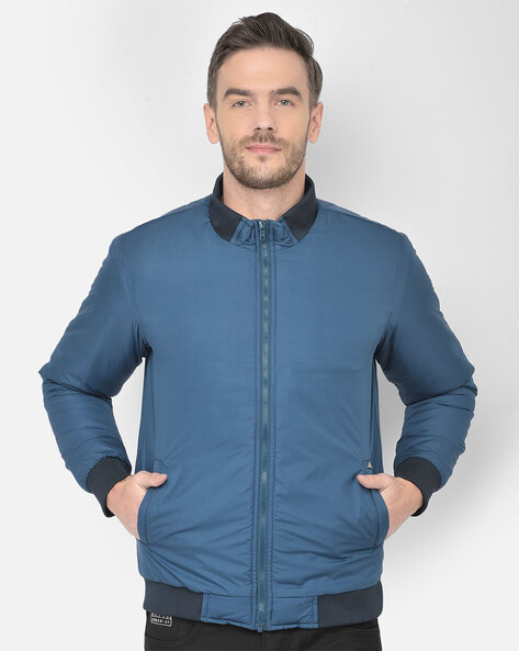 Buy Versace Jeans Couture Men Blue Galactic Print Bomber Jacket Online -  745103 | The Collective