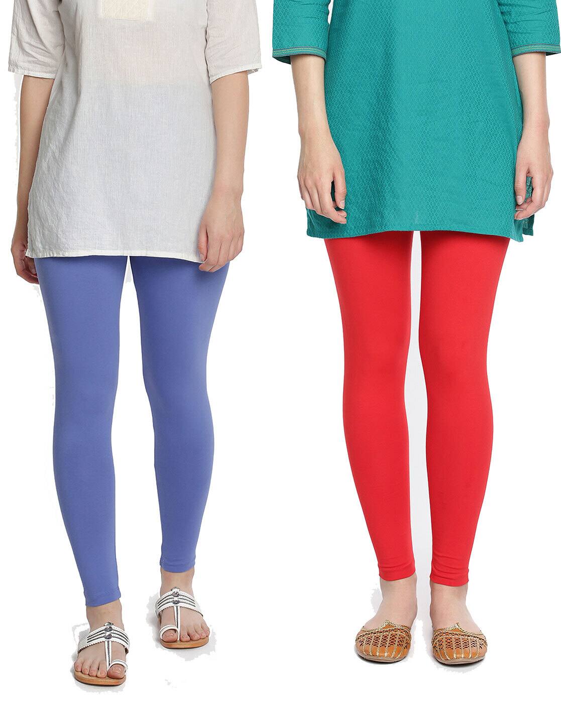 Buy Blue \u0026 Red Leggings for Women by 